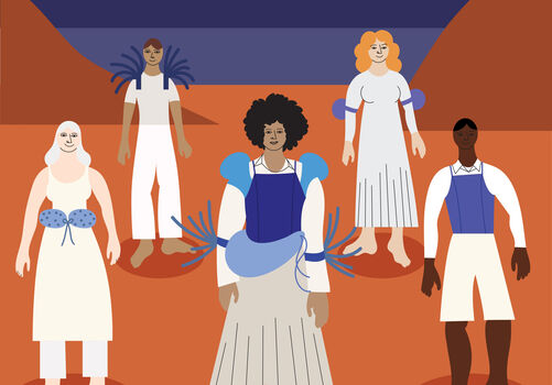 Dessins des costumes de Darius Dolatyari-Dolatdoust pour la création du spectacle Le Livre des processions
